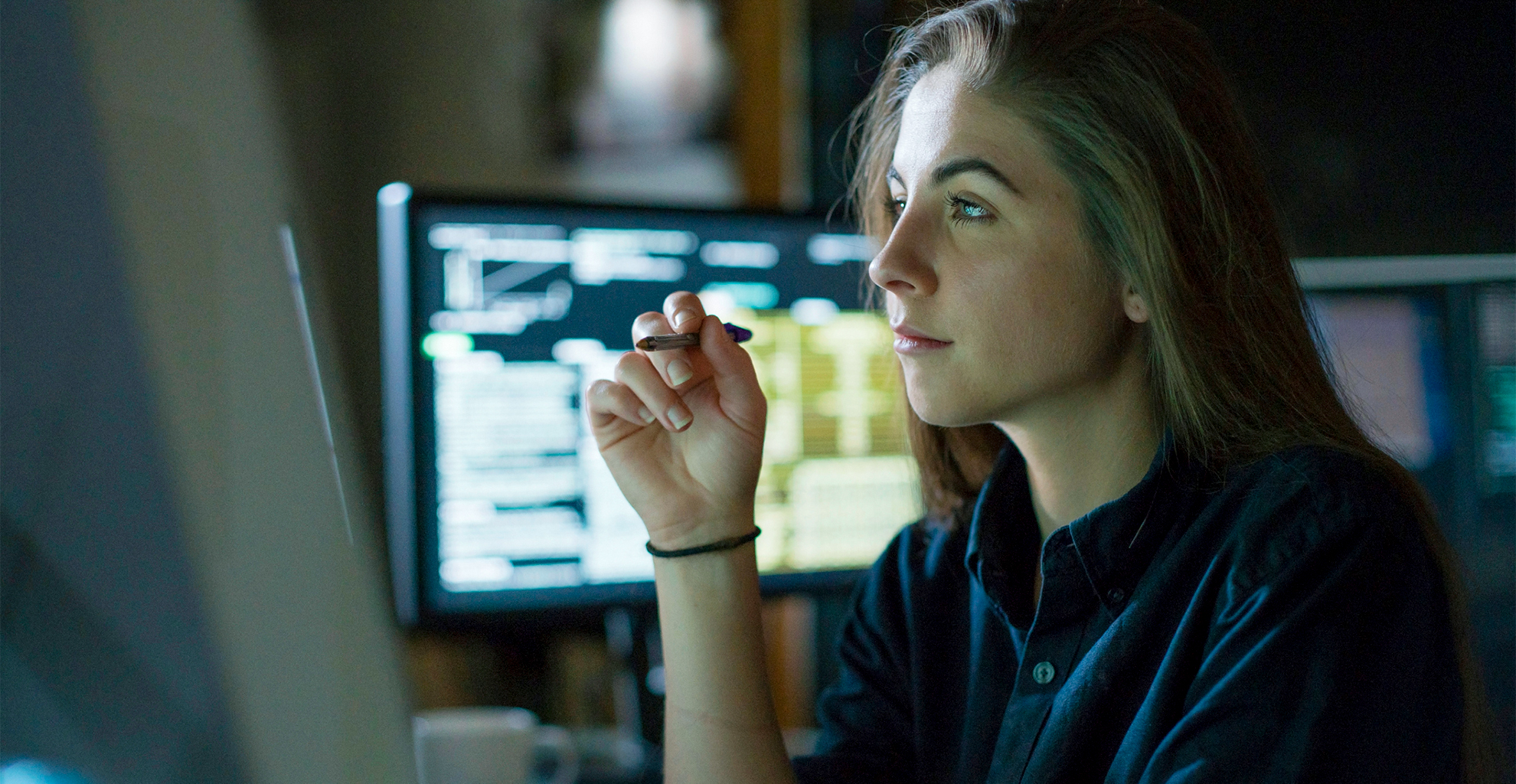 Woman focusing on work